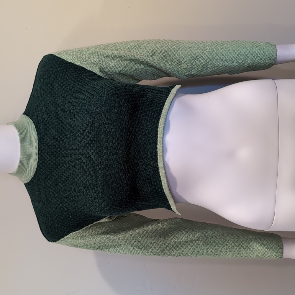 SHEIN Green Two Tone High Neck Backless Tie Color Block Knit Crop Top Size Large